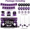Black Purple Graduation Party Decorations, Purple Class of 2026 Graduation Banner, 2026 Congrats Grad Honeycomb Hanging Swirl Confetti Balloon Congratulations Graduates Party Supplies(25PC)